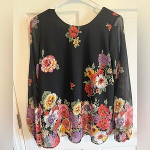Show Me Your MuMu Black Floral Blouse with Low Back Small